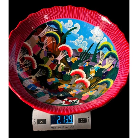 Large Talavera Scalloped Serving Bowl | 11” D Hand-Painted Mexican Pottery - Picture 5 of 9